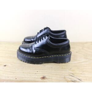 Doc Martens Womens 10 Platform Black Leather Quad Derby Oxfords 8053 Goth Punk